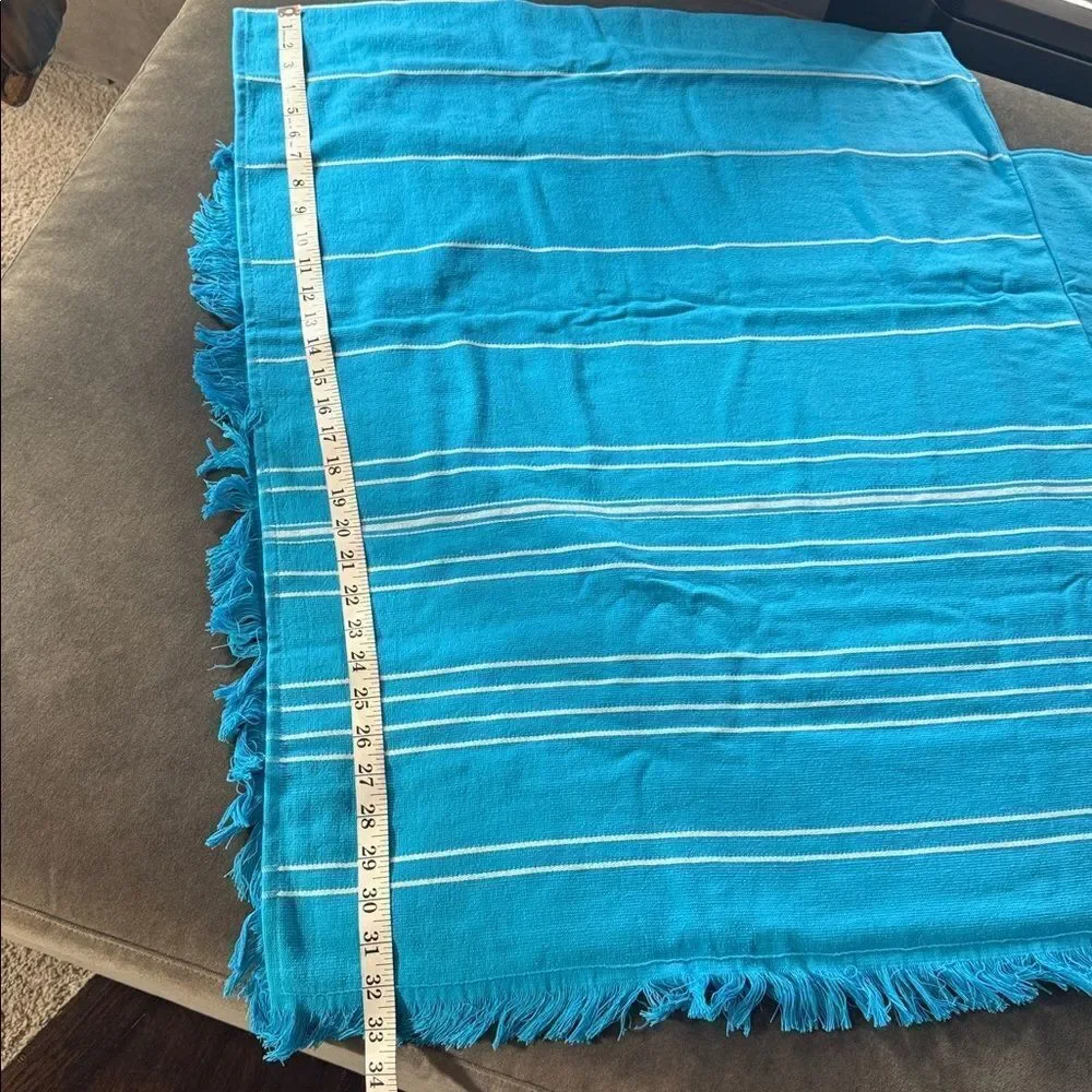 Adult Unisex Blue Striped Poncho Towel & Headband 100% Cotton Turkish Robe NEW